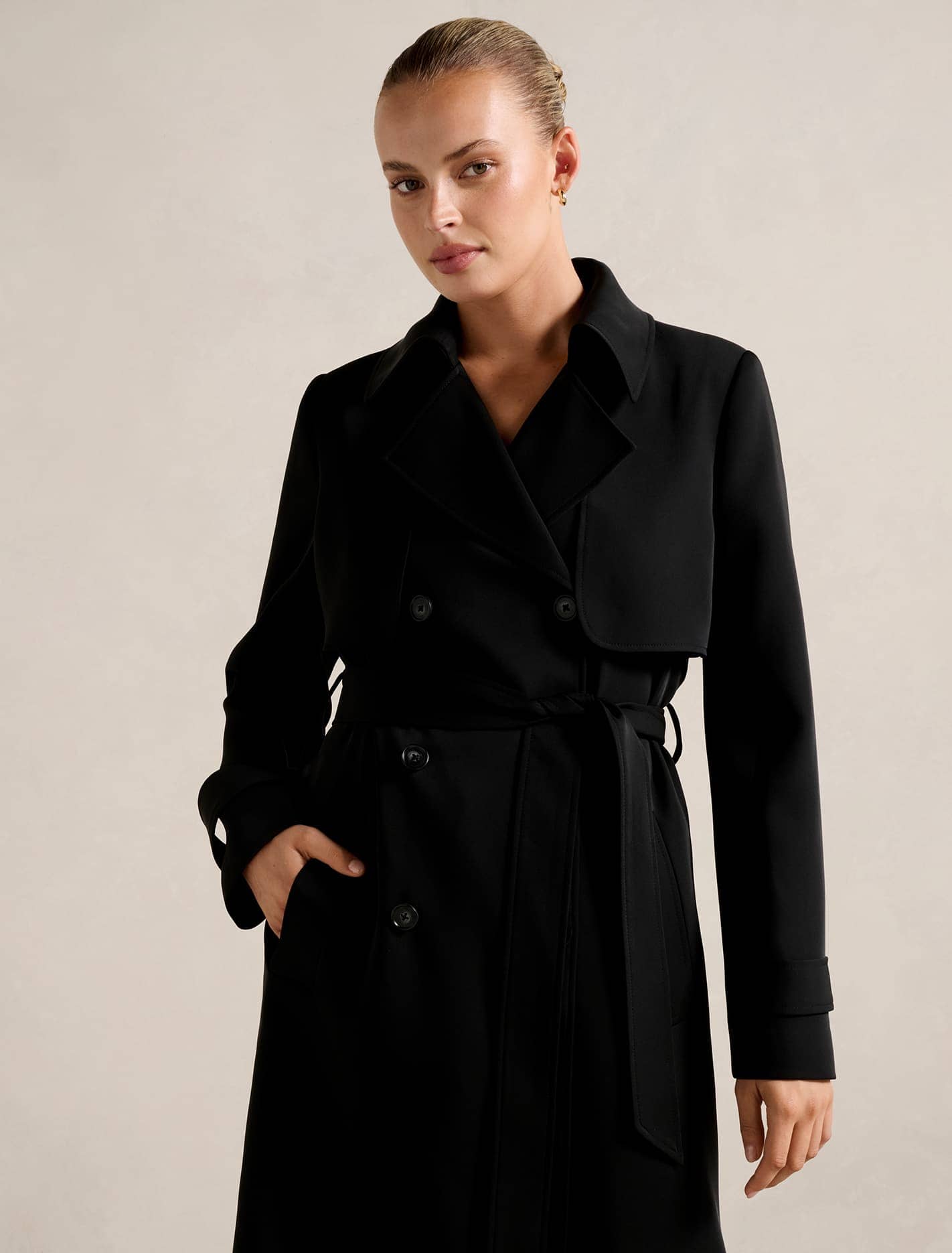 Delilah Soft Trench Coat Black