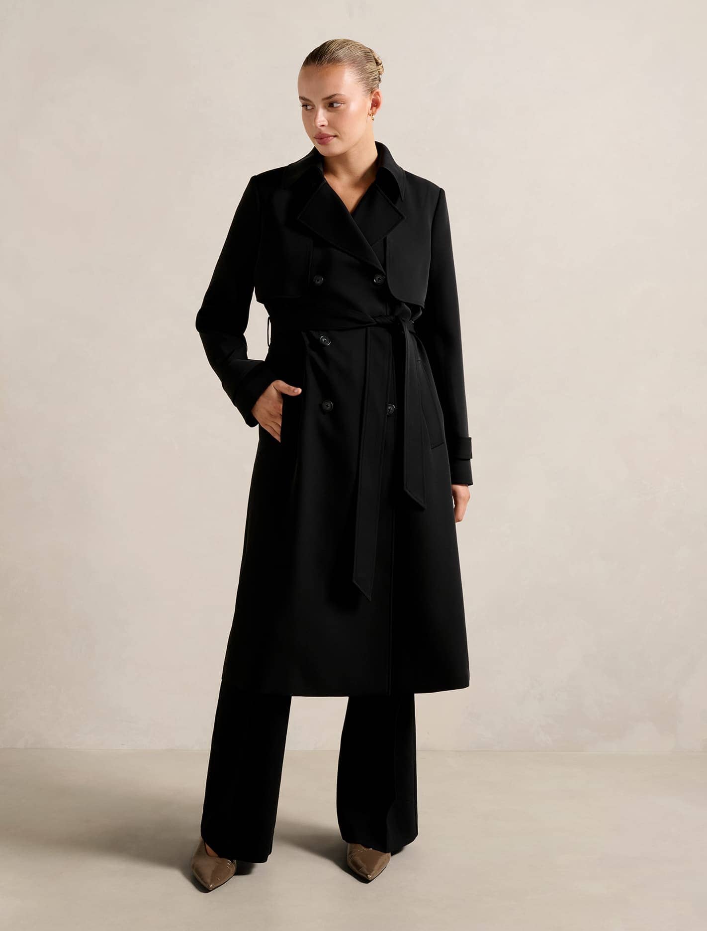 Delilah Soft Trench Coat Black