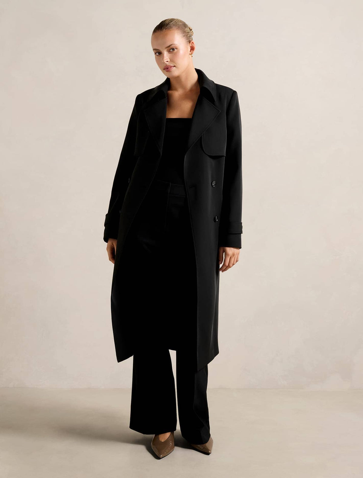 Delilah Soft Trench Coat Black