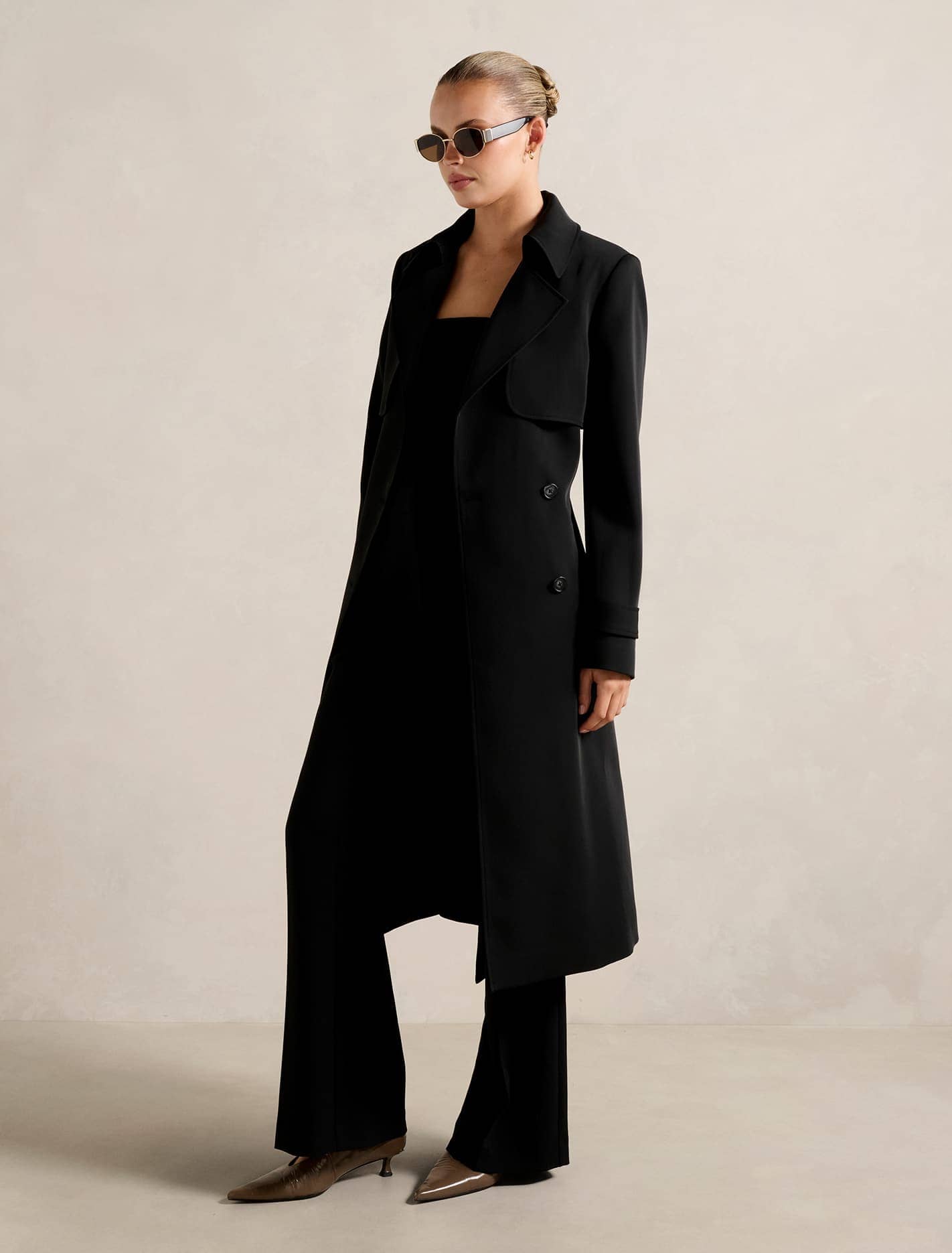Delilah Soft Trench Coat Black
