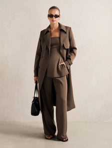Delilah Soft Trench Coat Chocolate Set