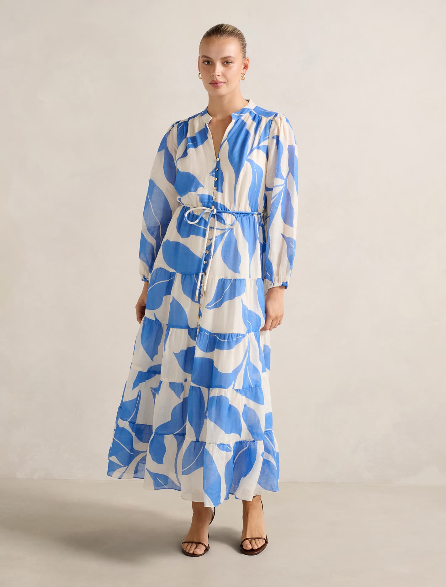 Adeline Tiered Midi Dress Blue Liston