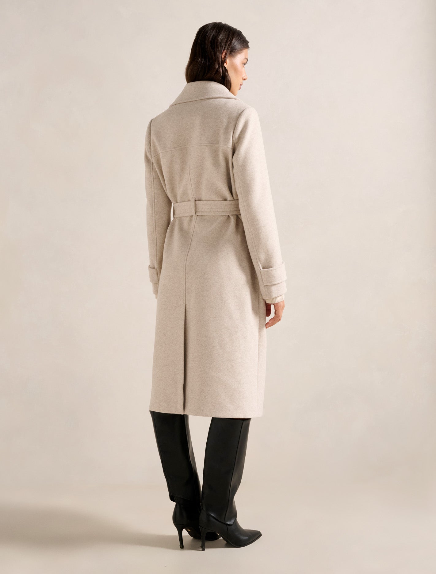 Cara Double Breasted Wrap Coat Mink Marle