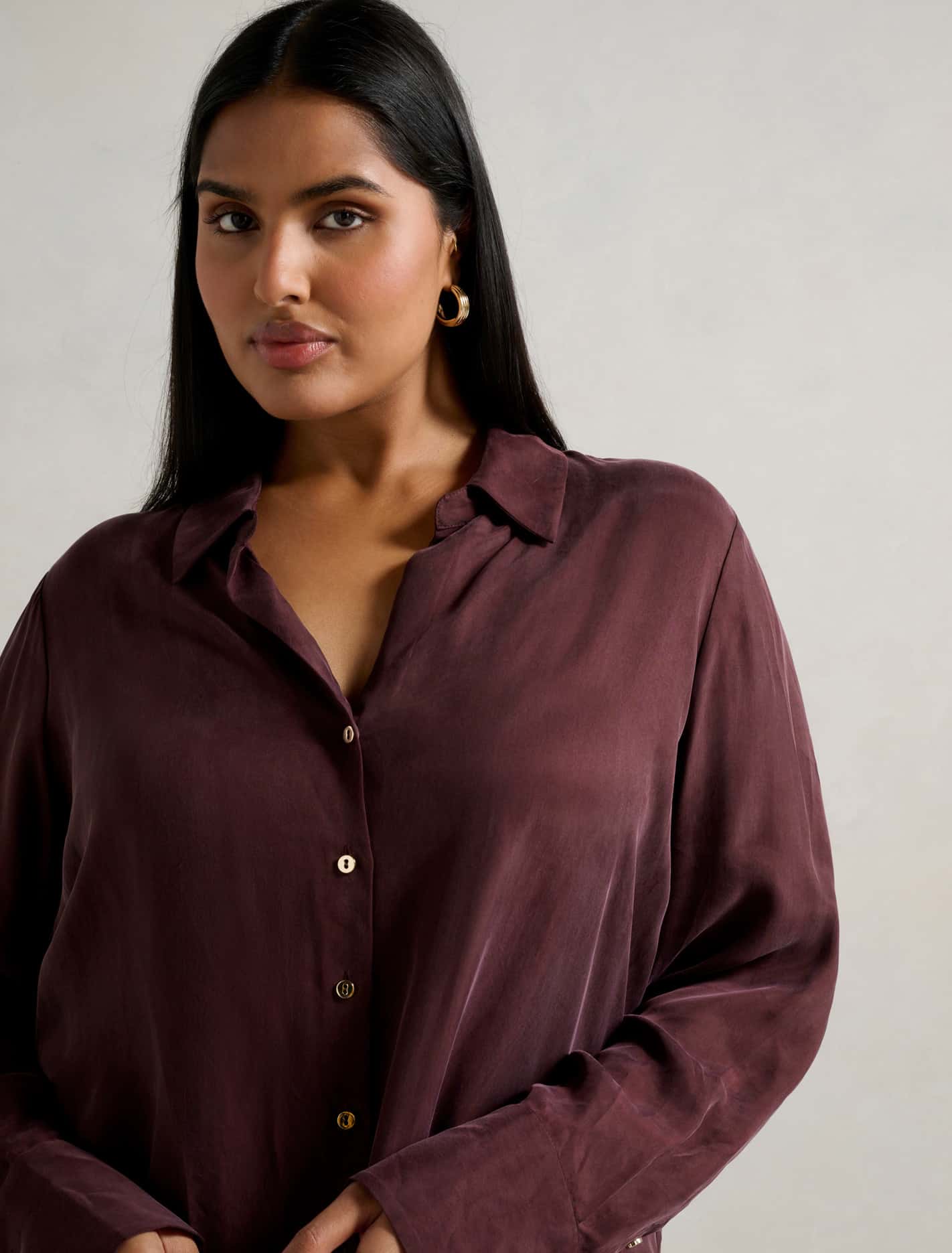 Bonnie Curve Cupro Shirt Elderberry Co-ord