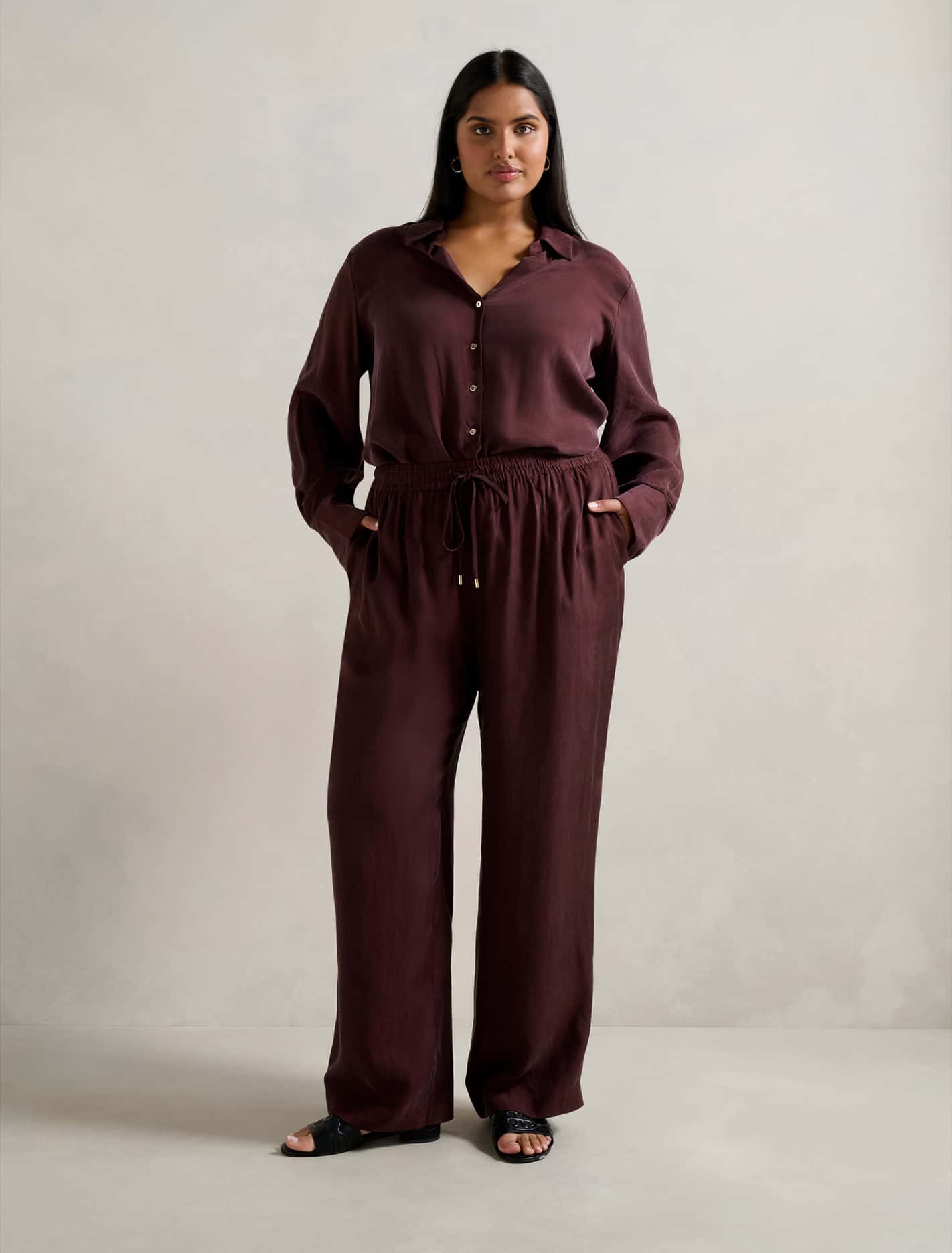 Bonnie Curve Cupro Shirt Elderberry Co-ord