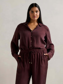 Bonnie Curve Cupro Shirt Elderberry Co-ord
