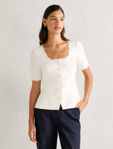 Thea Tailored Top Porcelain