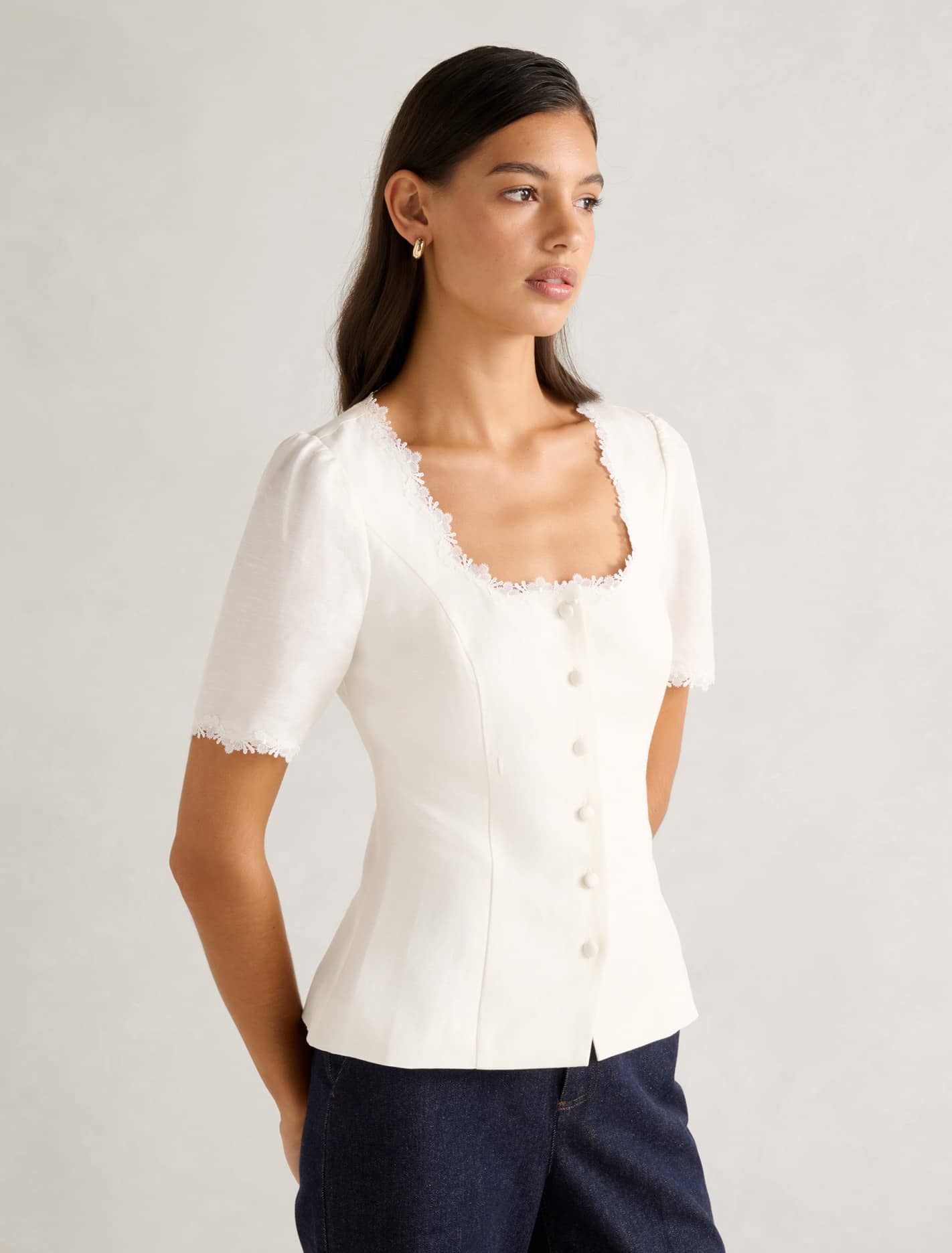 Thea Tailored Top Porcelain