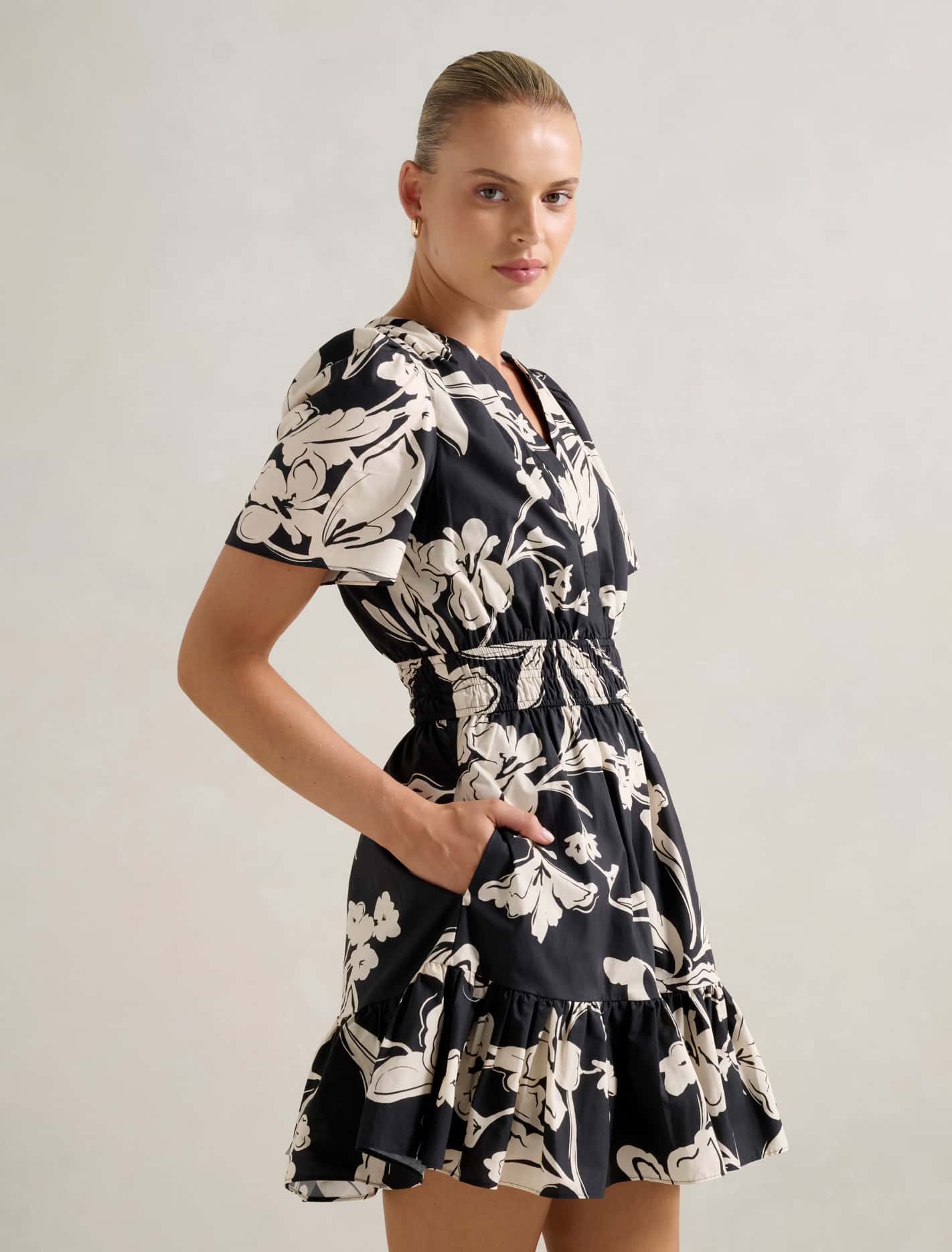 Eleanor Short Sleeve Cotton Mini Dress Hyland Floral