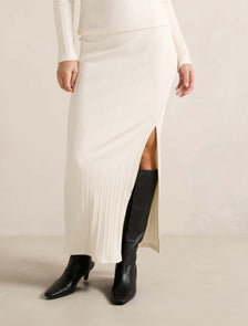 Maribella Ribbed Maxi Skirt Cream Co-ord
