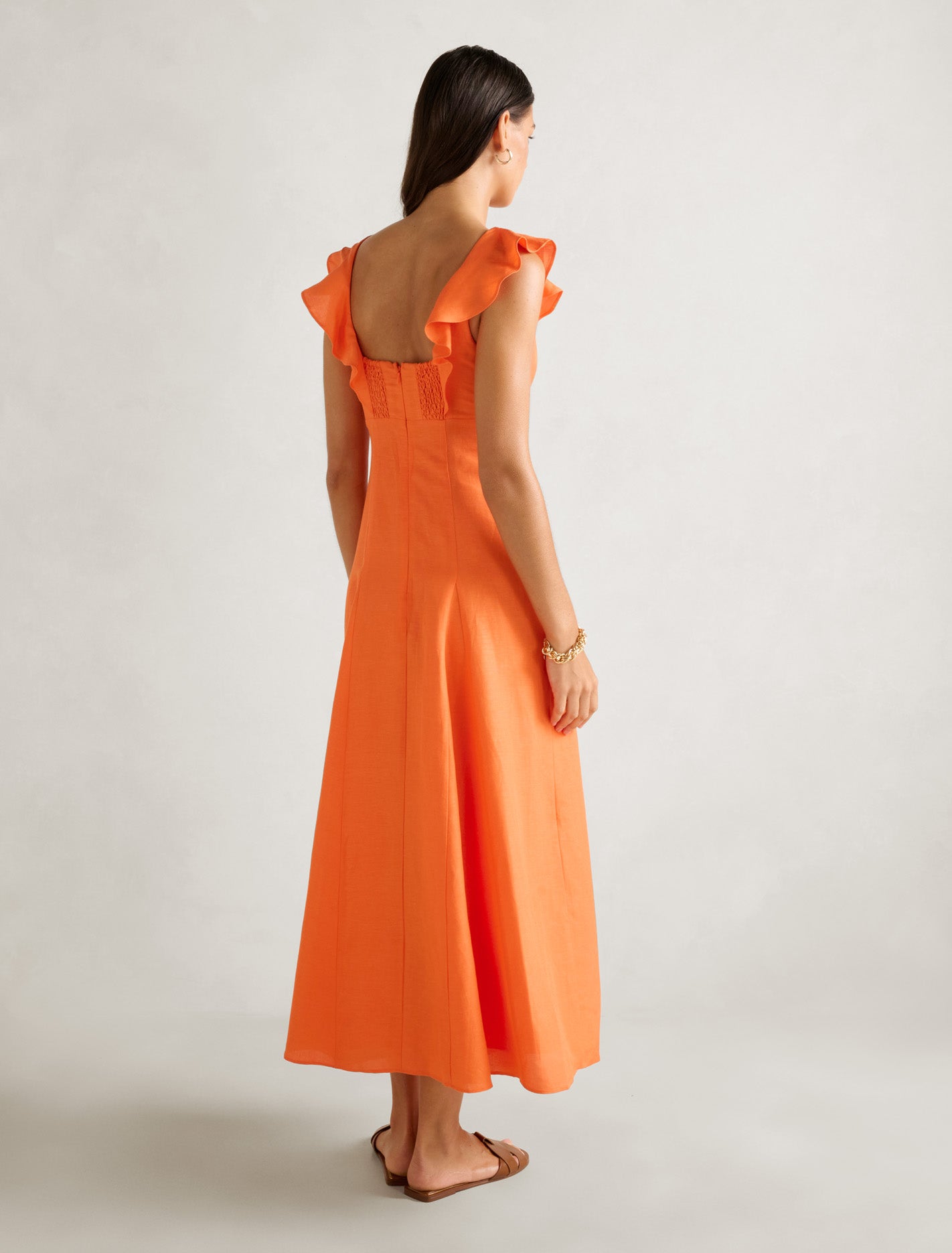 Lenny Godet Midi Dress Orange Fire