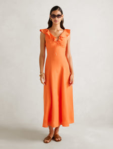 Lenny Godet Midi Dress Orange Fire