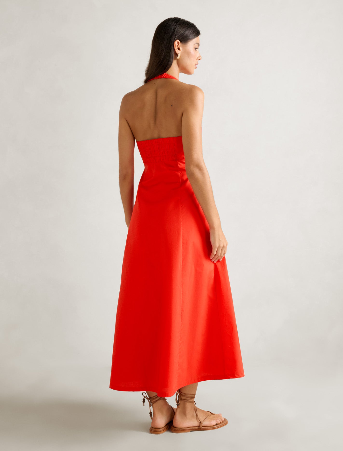 Lucinda Halter-Neck Midi Dress Flame Scarlet