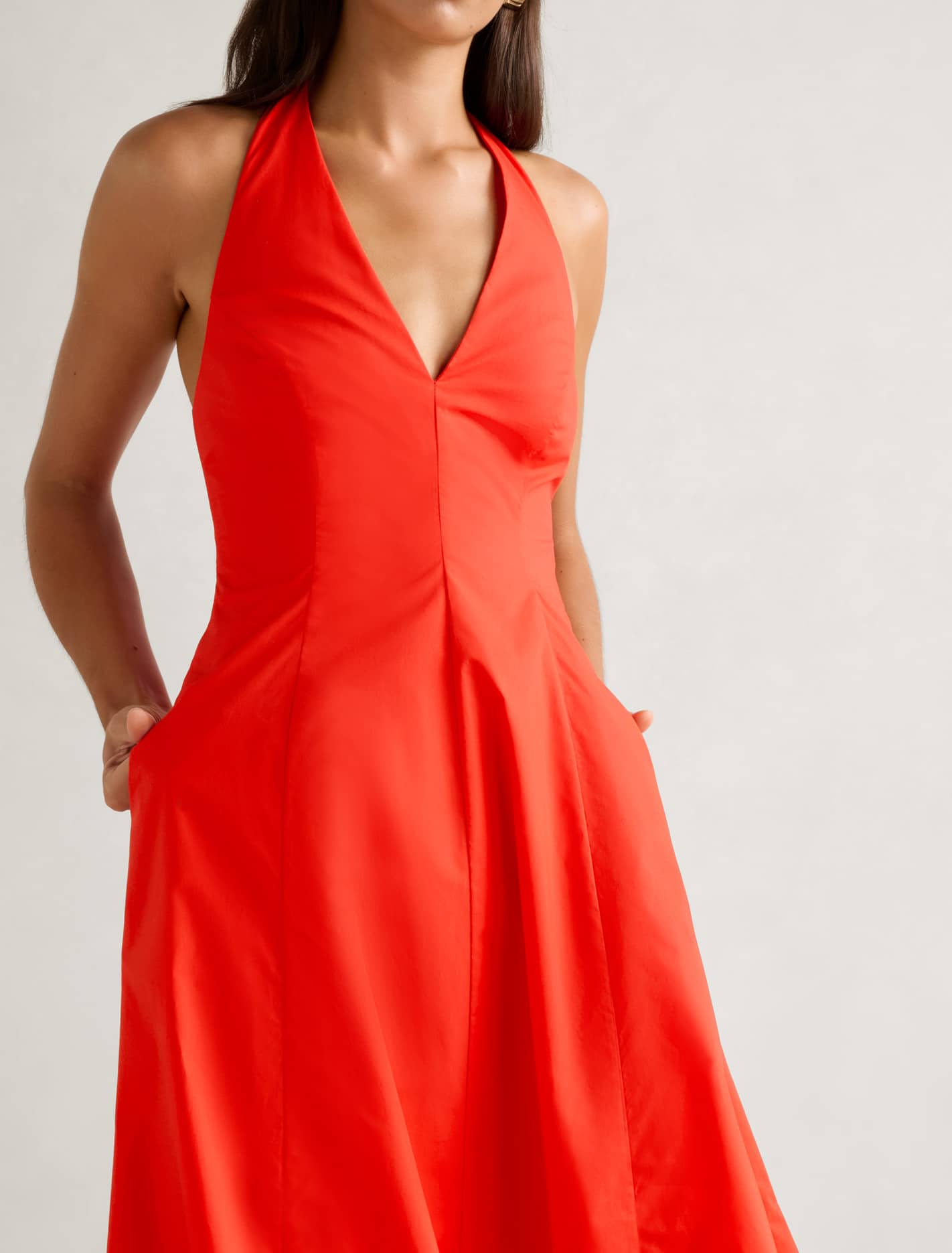 Lucinda Halter-Neck Midi Dress Flame Scarlet