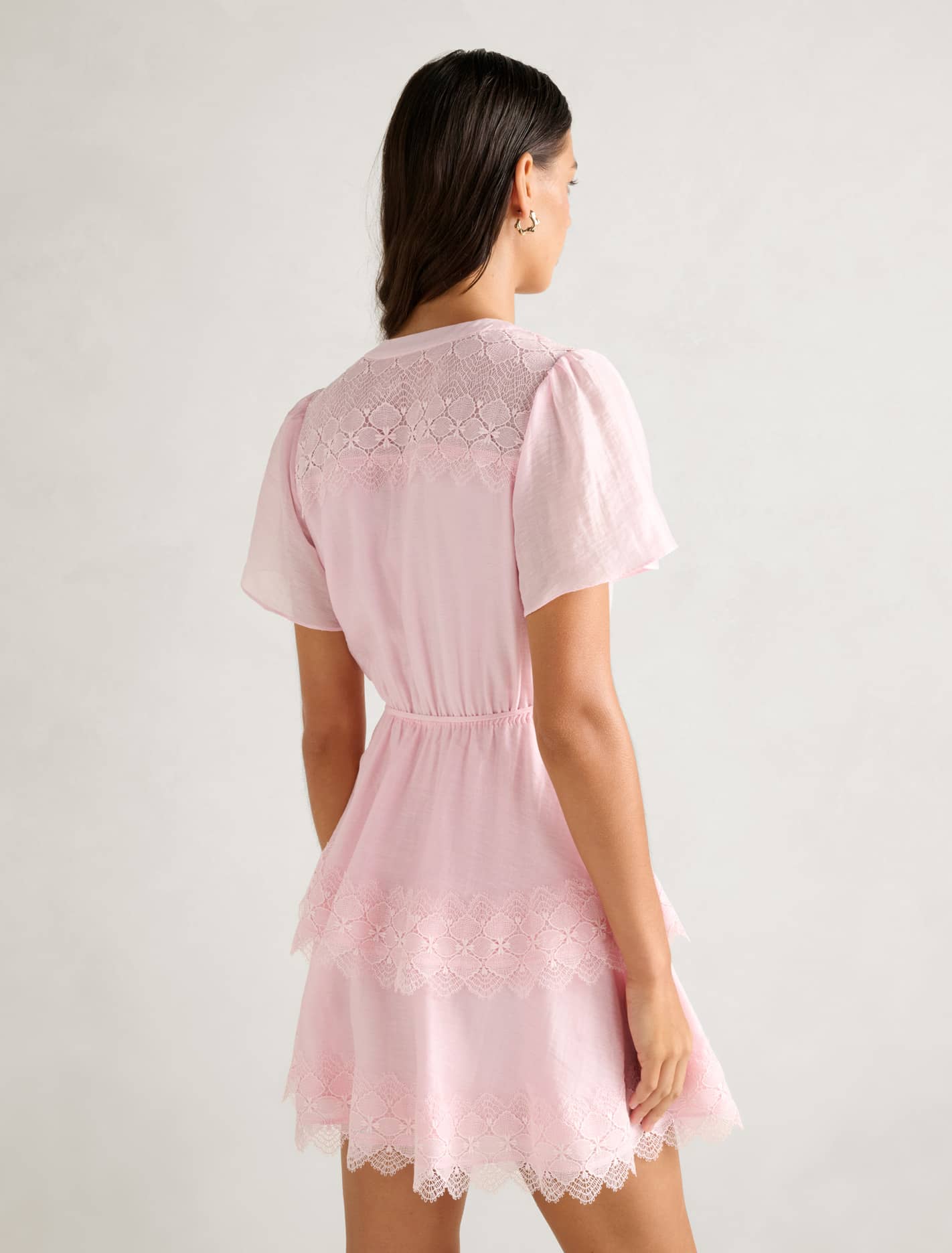 Emmy Lace Trim Mini Dress Soft Pink