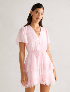 Emmy Lace Trim Mini Dress Soft Pink