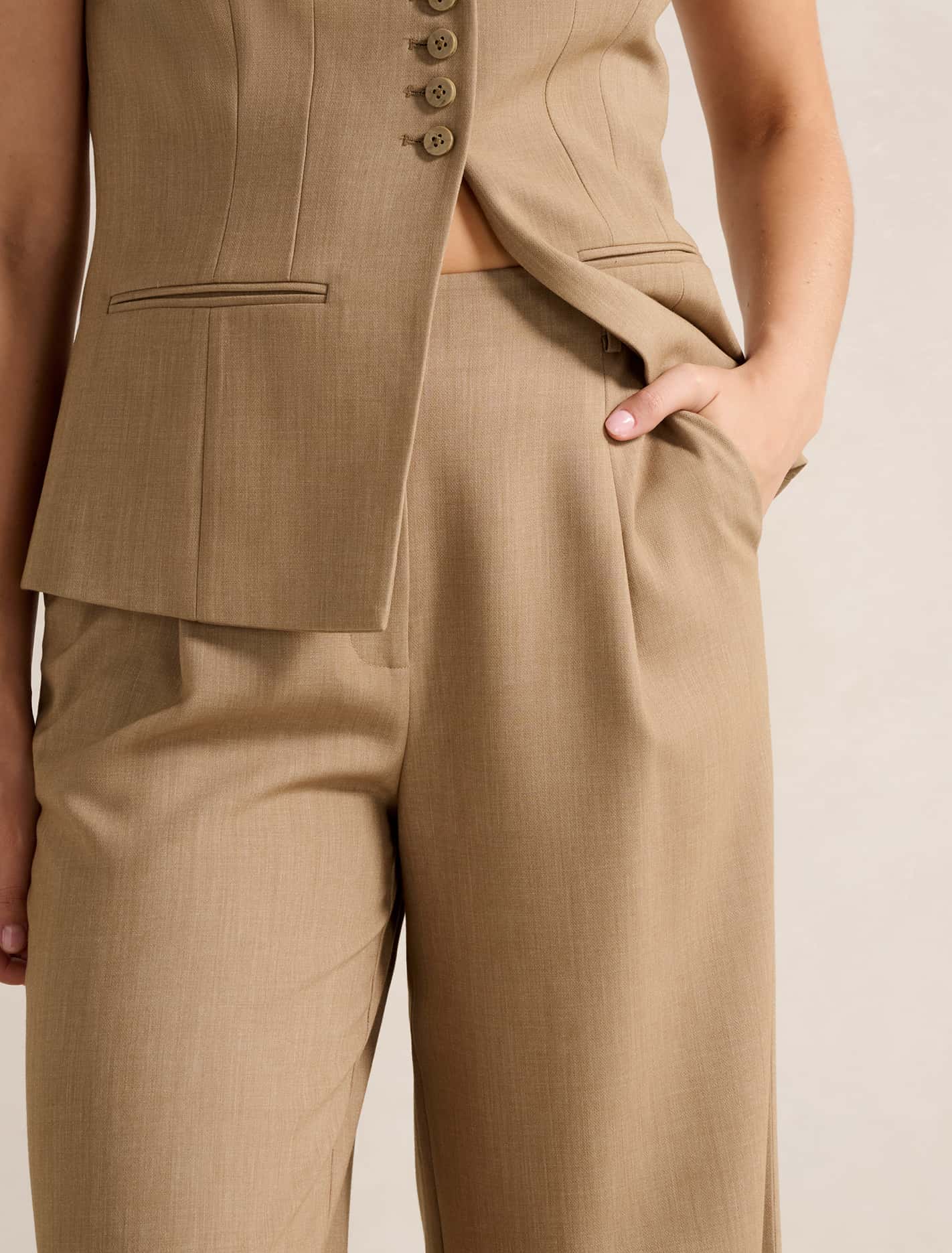 Orion Wide-Leg Pants Camel Suit