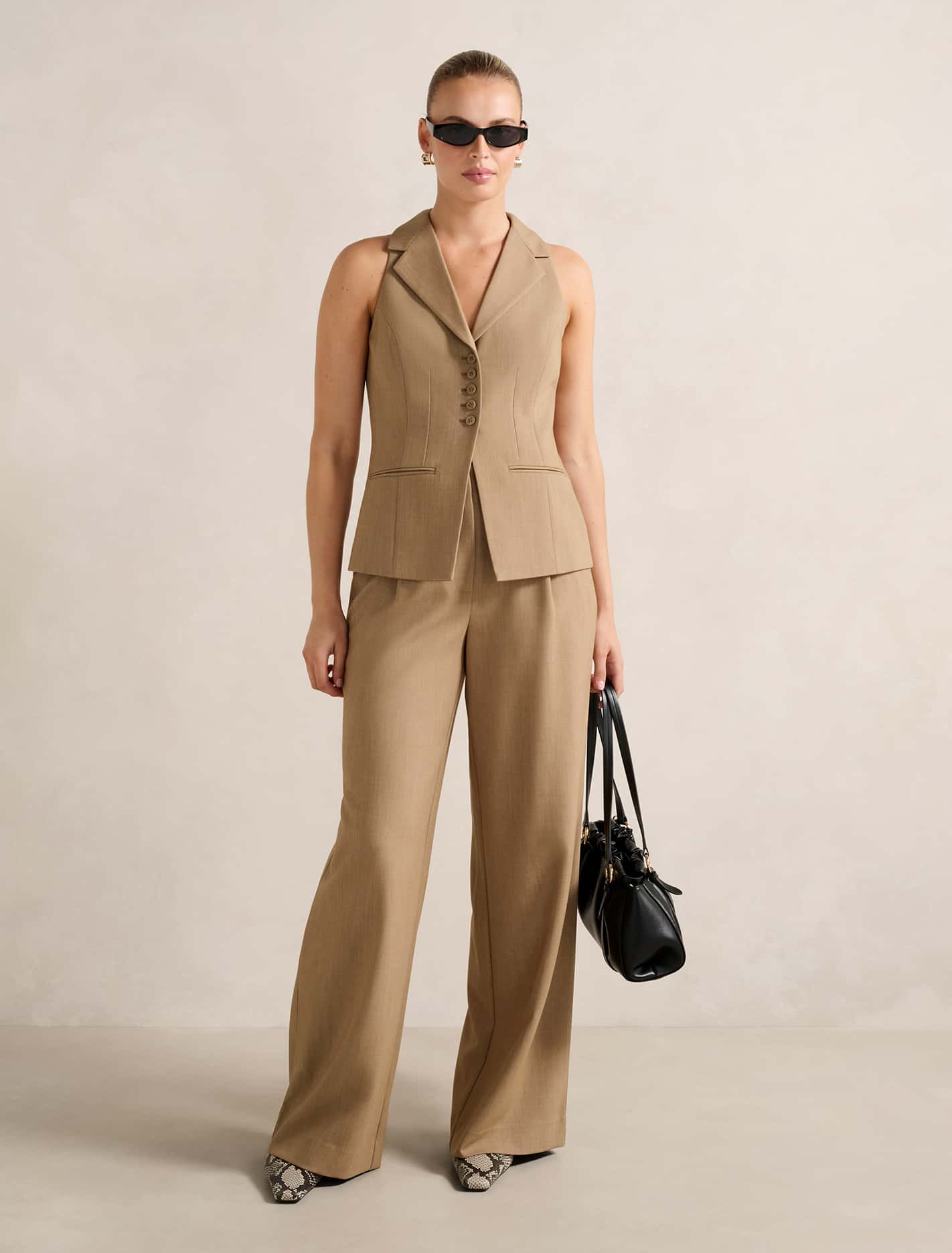 Orion Wide-Leg Pants Camel Suit