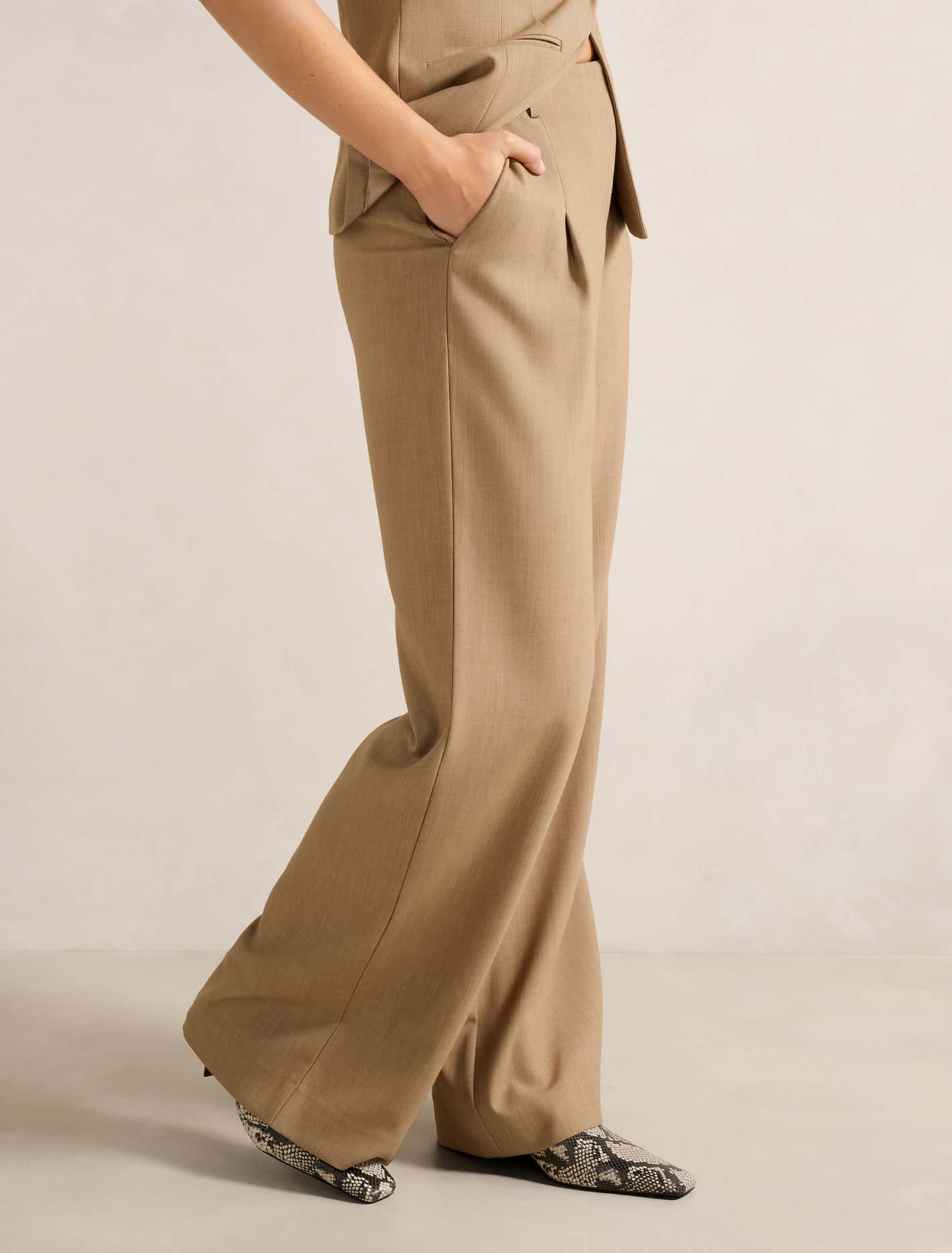 Orion Wide-Leg Pants Camel Suit