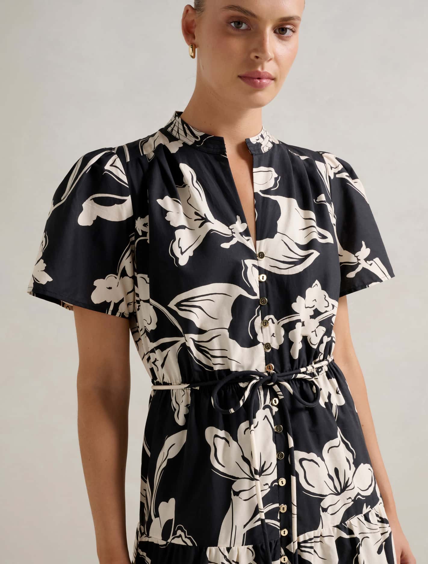 Adeline Short Sleeve Cotton Midi Dress Hyland Floral