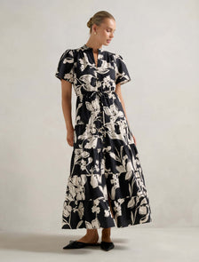 Adeline Short Sleeve Cotton Midi Dress Hyland Floral