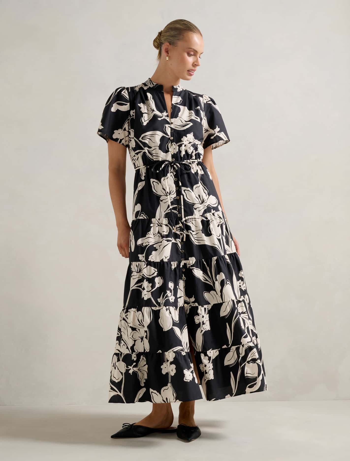 Adeline Short Sleeve Cotton Midi Dress Hyland Floral