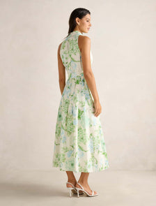 Lindsey Linen Tennis Dress Mint Paxton Floral
