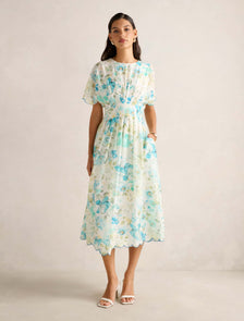 Eve Scallop Trim Midi Dress Macy Floral