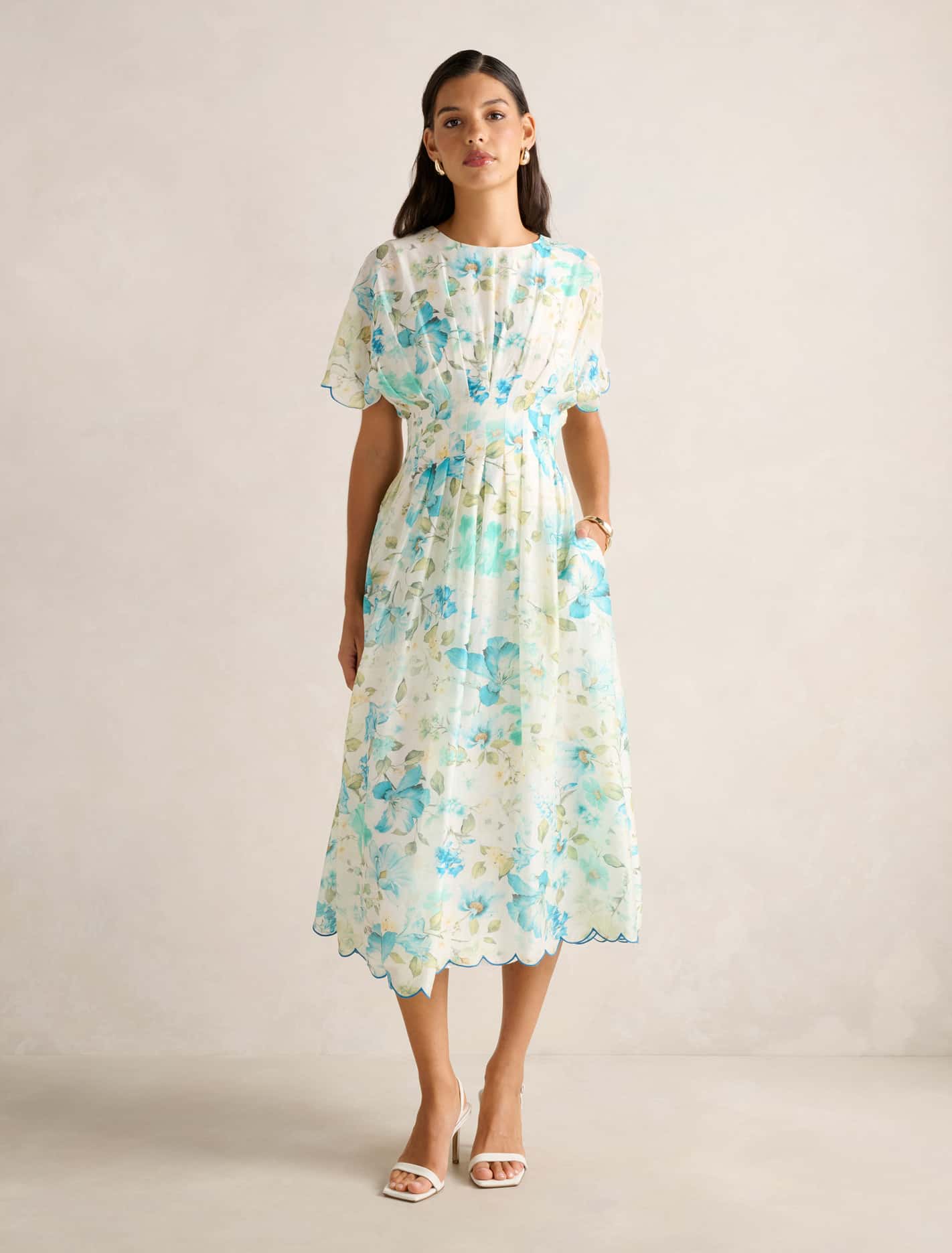 Eve Scallop Trim Midi Dress Macy Floral
