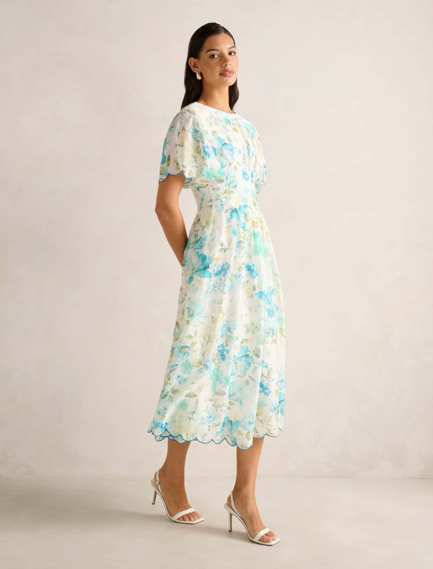 Eve Scallop Trim Midi Dress Macy Floral