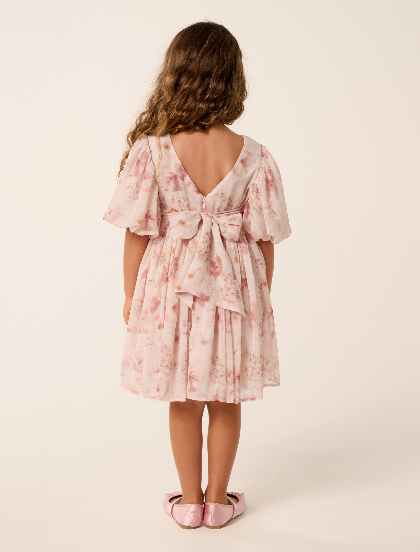 Claudine Girls Puff Sleeve Dress Auburn Floral