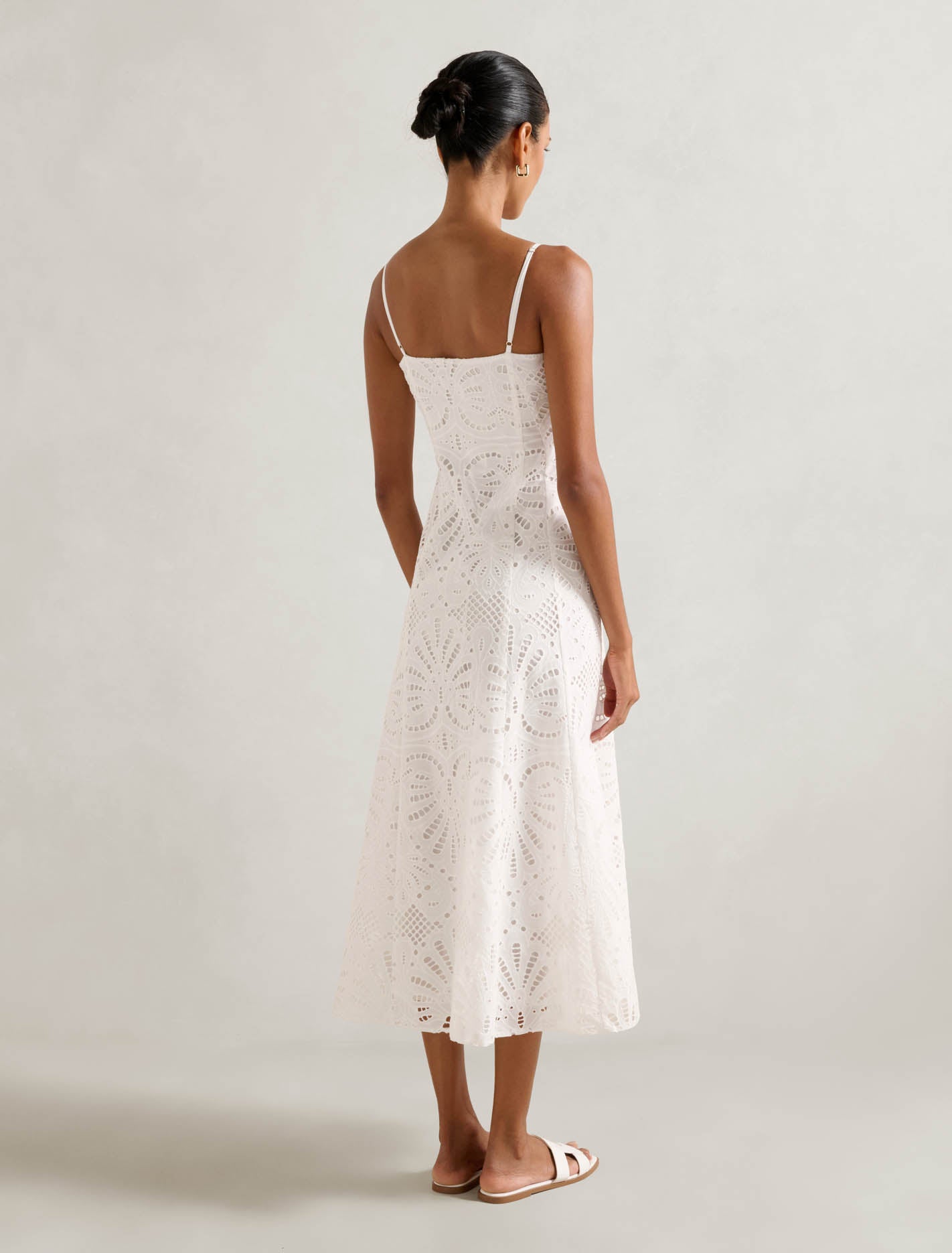 Molly Petite Embroidered Dress Porcelain