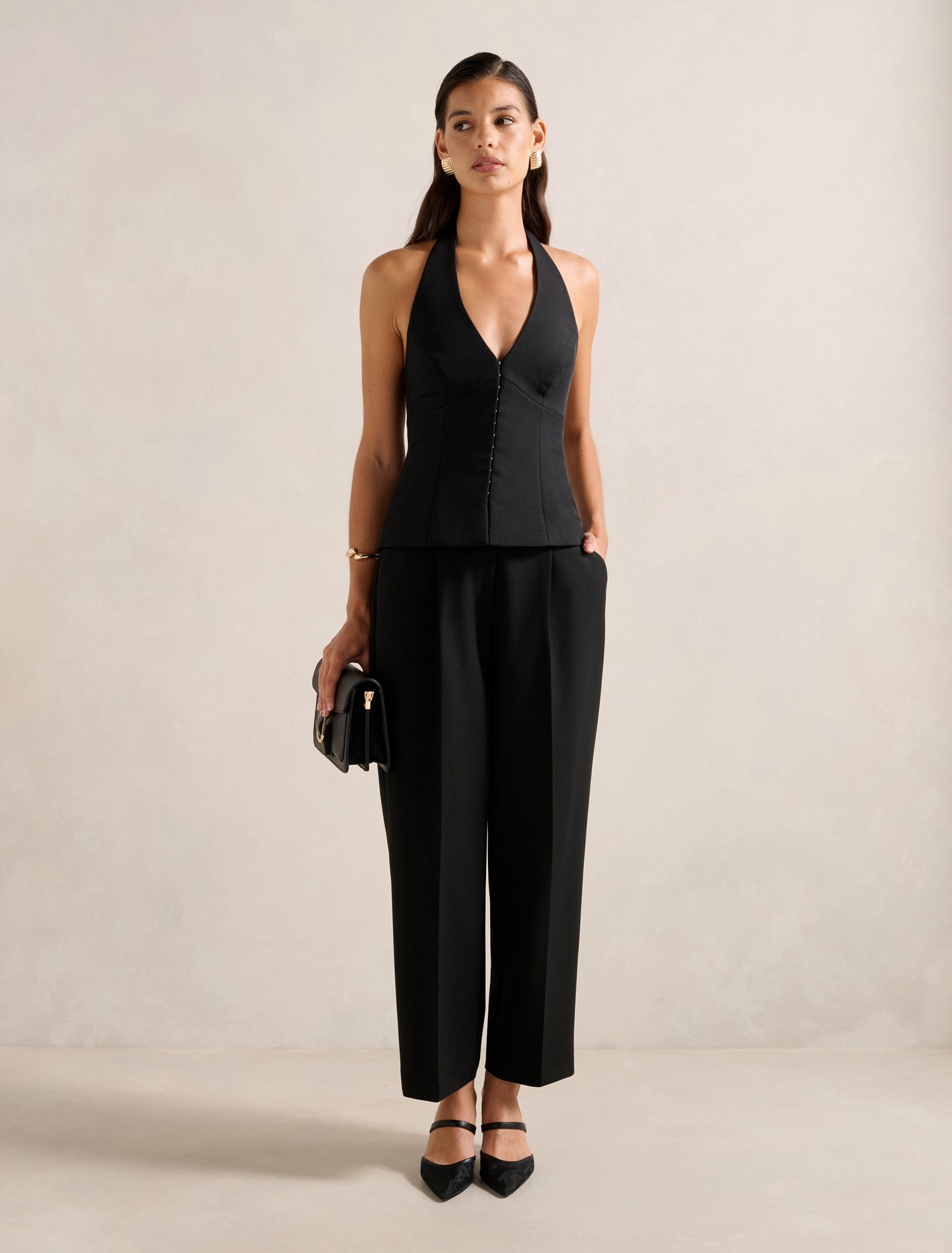 Felicity Barrel Leg Trousers Black