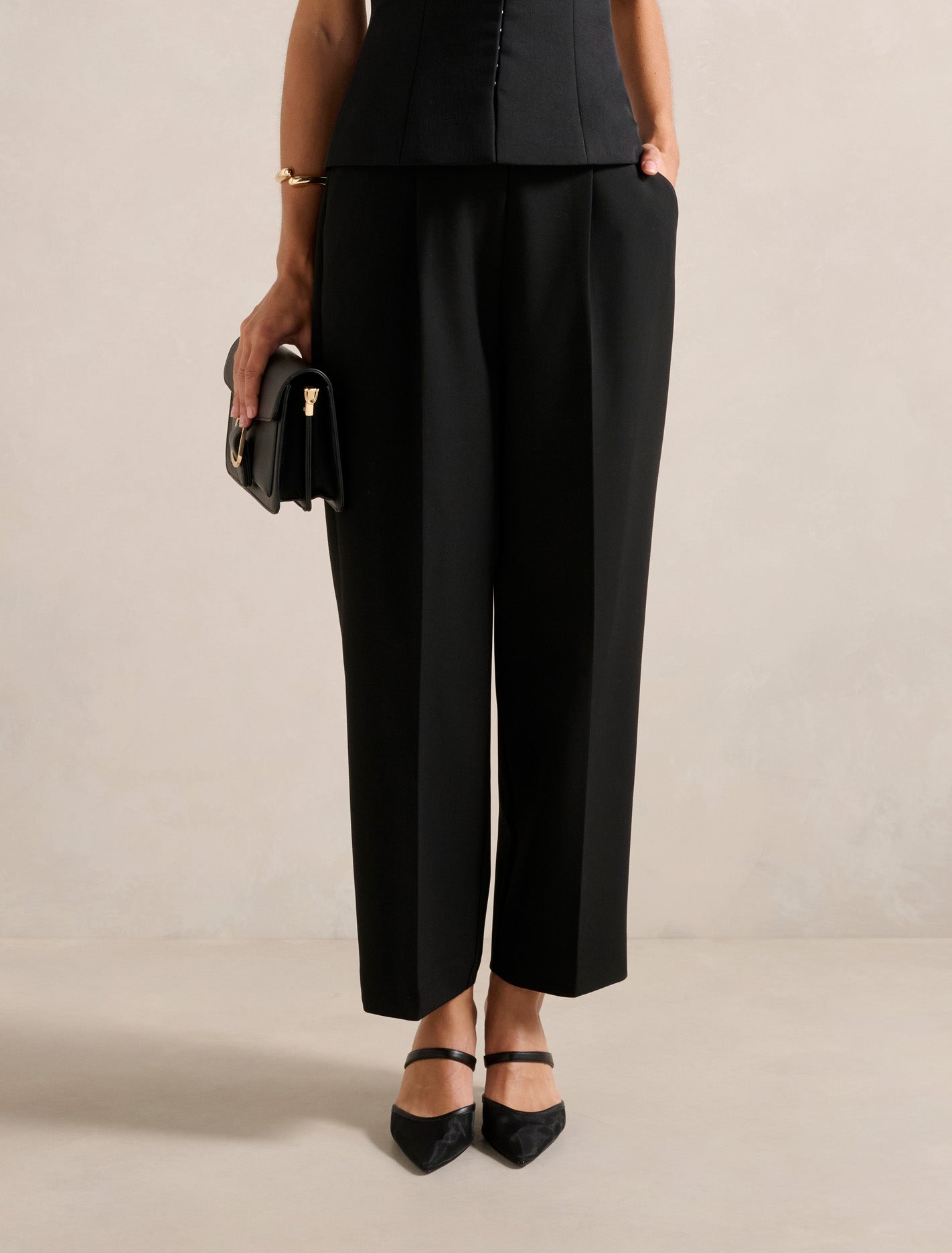 Felicity Barrel Leg Trousers Black