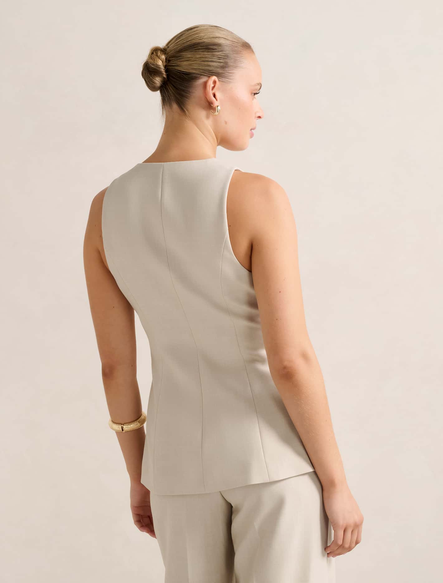 Lulu Long Waistcoat Milk Marle Suit
