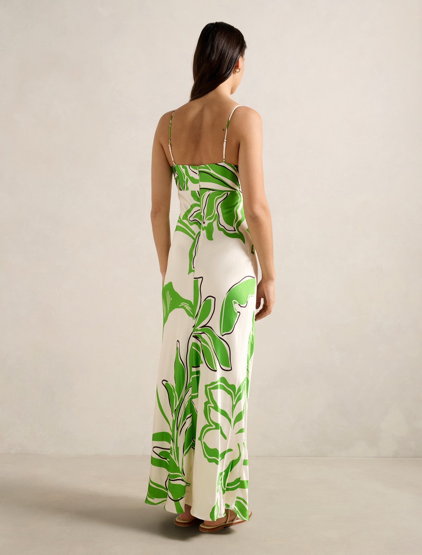 Sloane Printed Satin Maxi Dress Green Mora