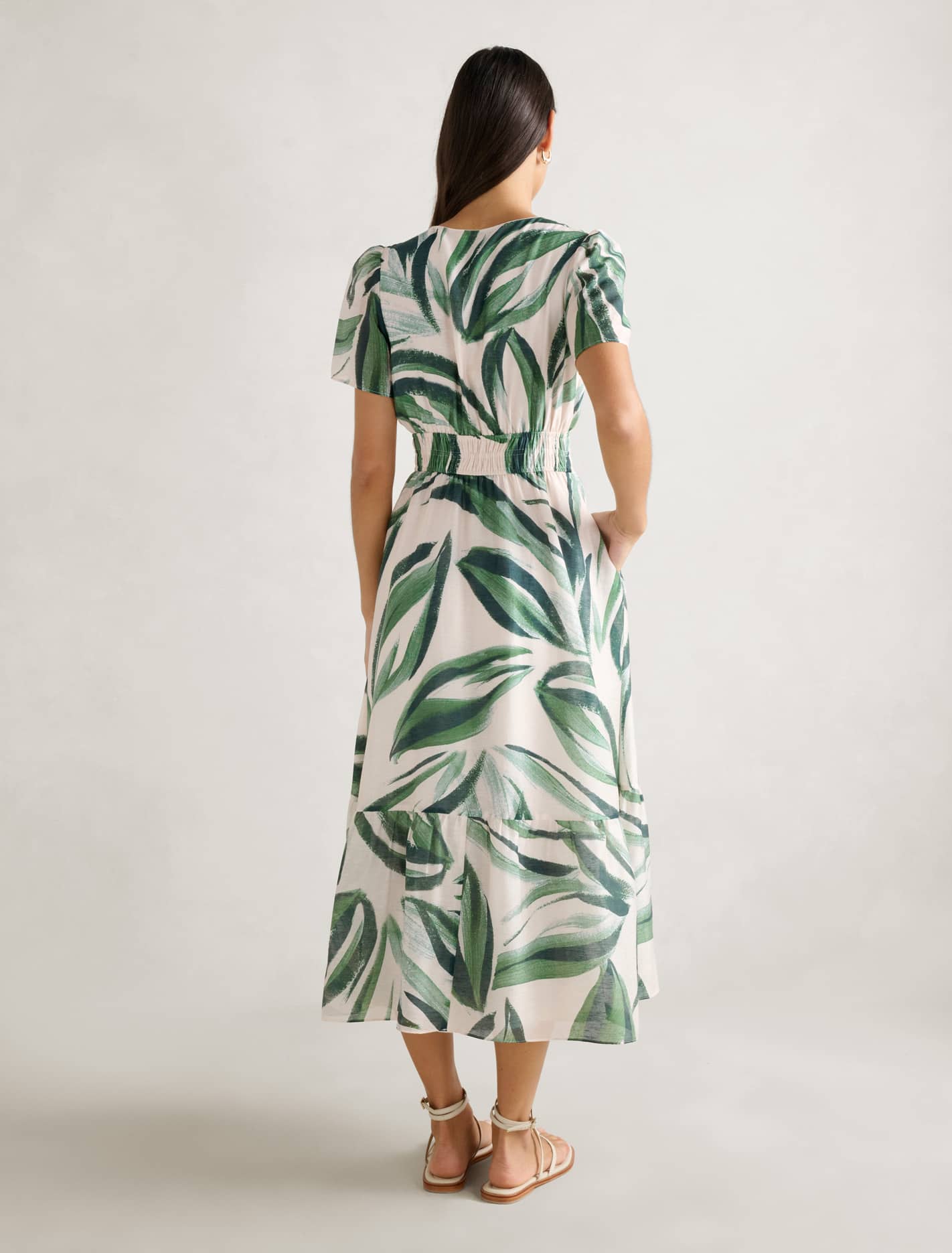 Eleanor Short-Sleeve Midi Dress Ionia Abstract