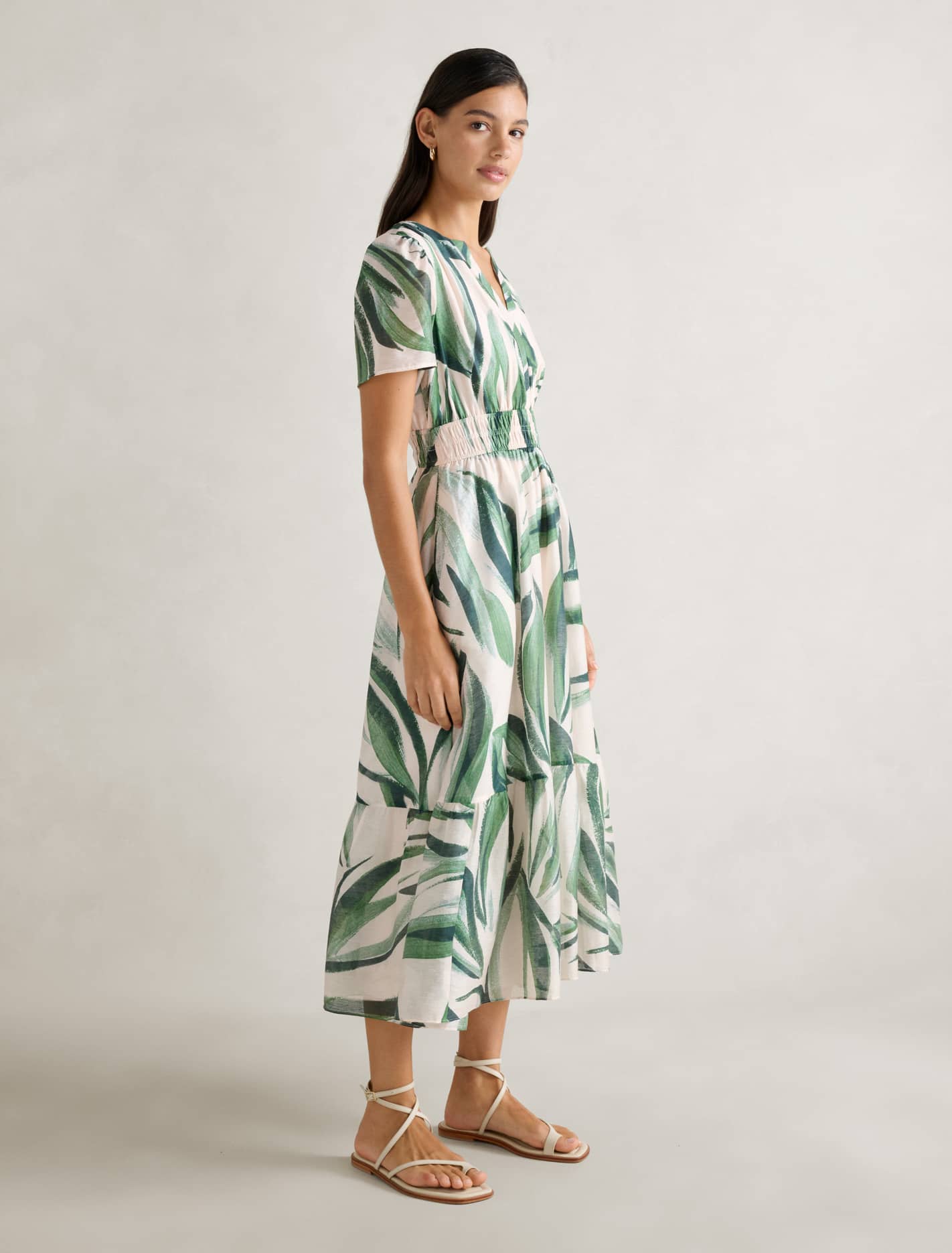 Eleanor Short-Sleeve Midi Dress Ionia Abstract