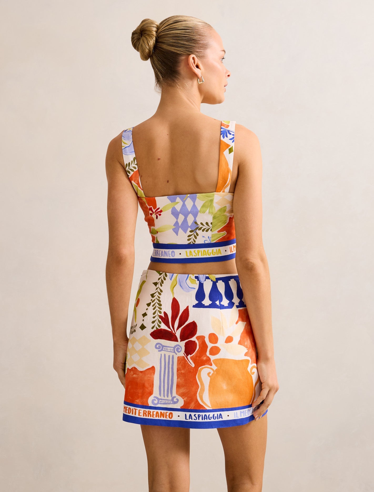 Christa Linen Top Rhodes Collage Co-ord