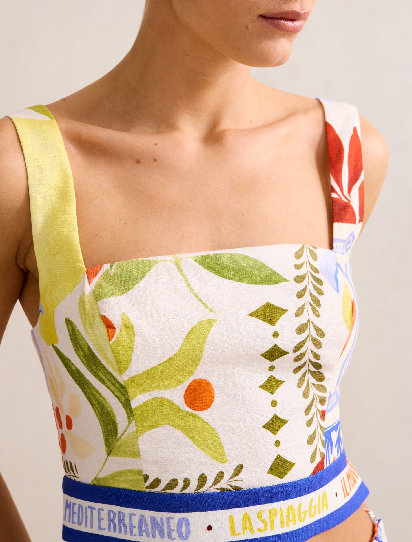 Christa Linen Top Rhodes Collage Co-ord