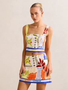 Christa Linen Top Rhodes Collage Co-ord