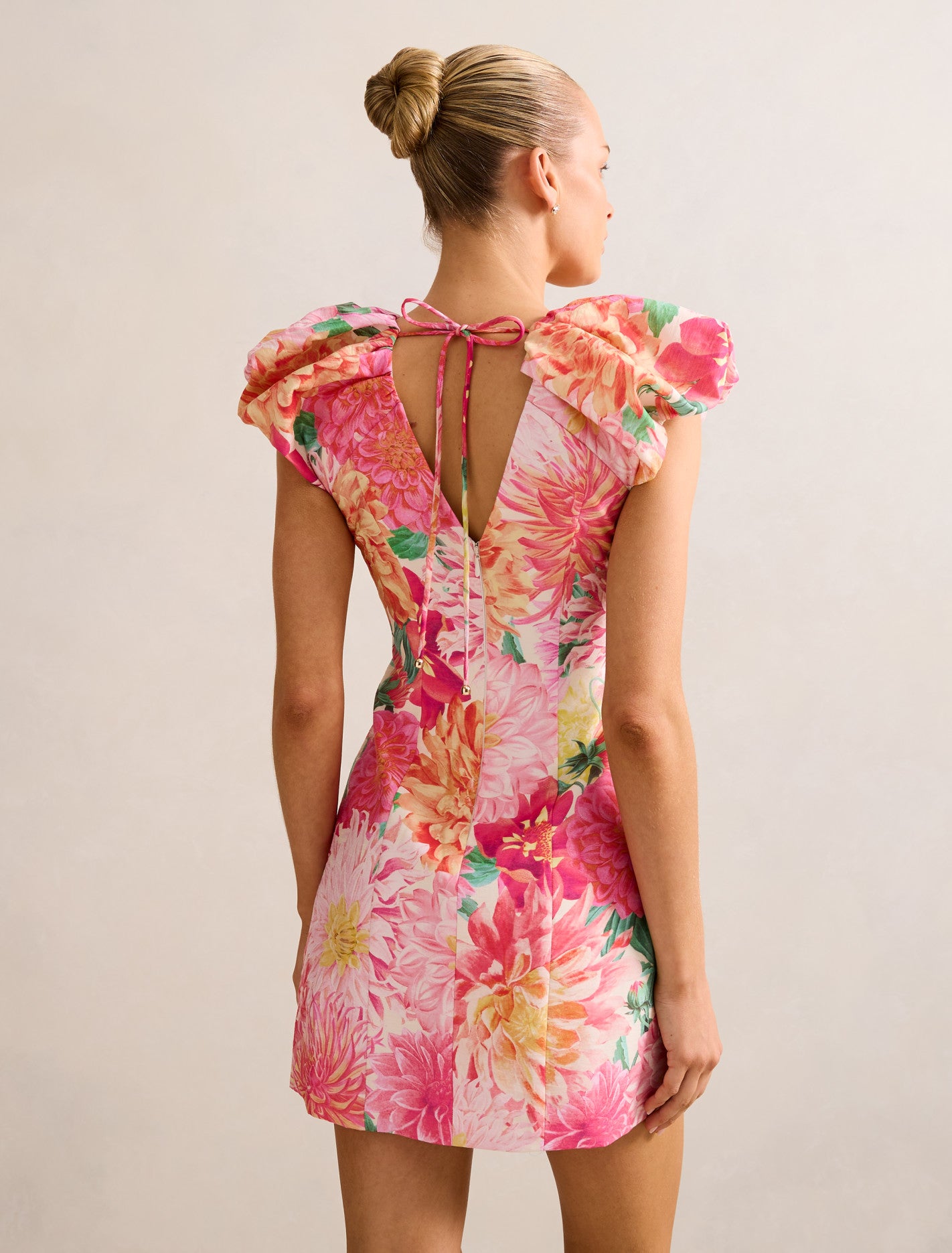 Elyssa Puff-Sleeve Mini Dress Carmen Floral