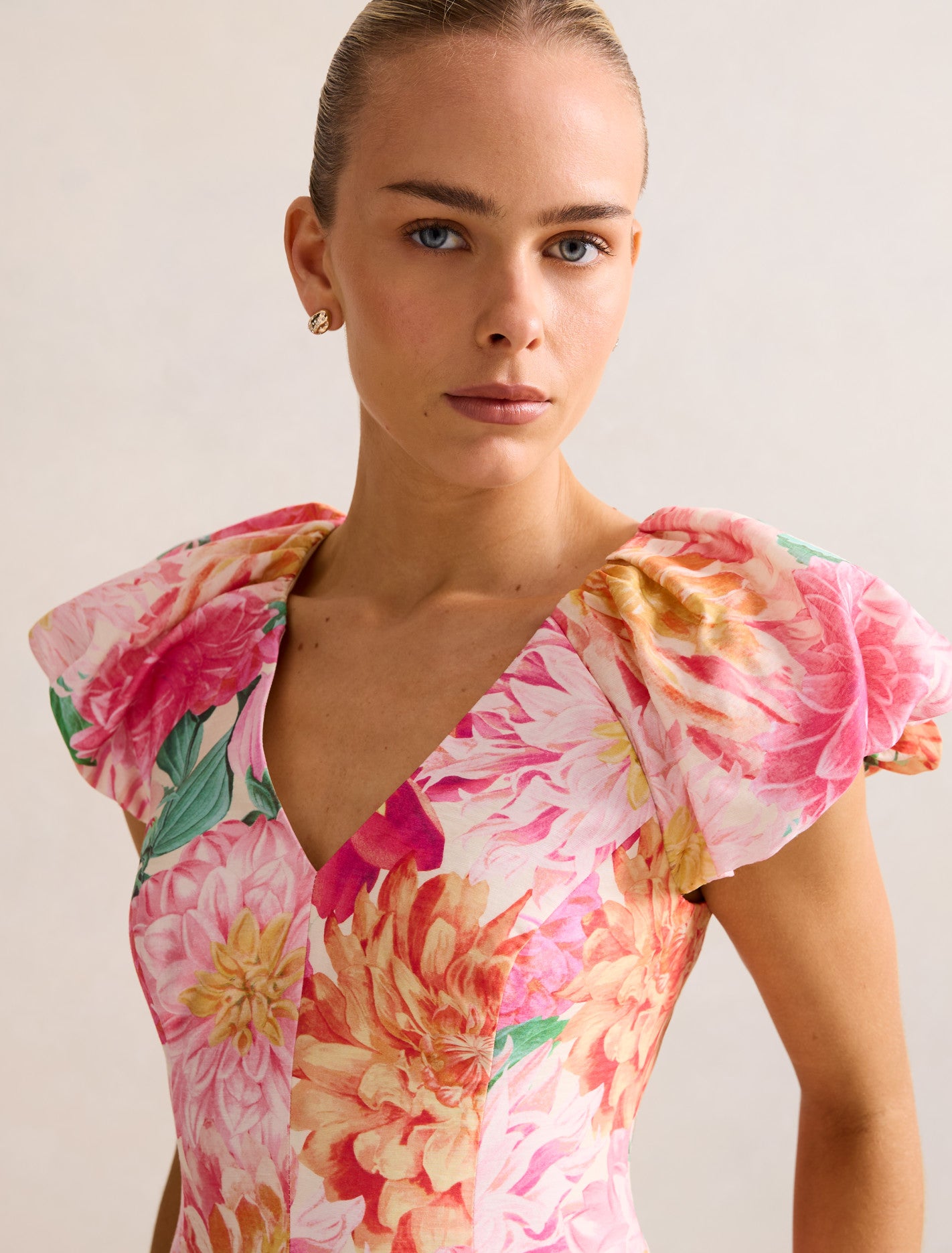 Elyssa Puff-Sleeve Mini Dress Carmen Floral