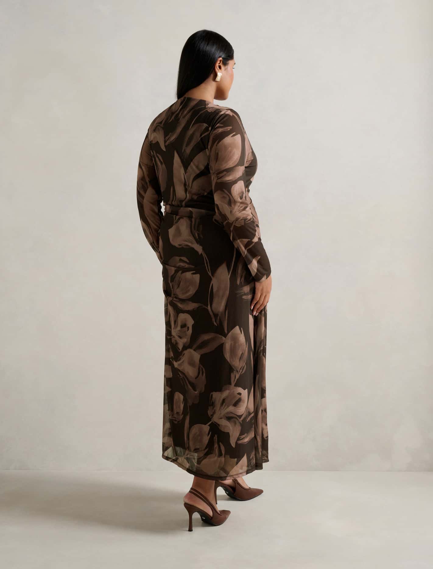 Alannah Curve Mesh Long Sleeve Midi Dress Barkley Floral