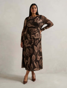 Alannah Curve Mesh Long Sleeve Midi Dress Barkley Floral