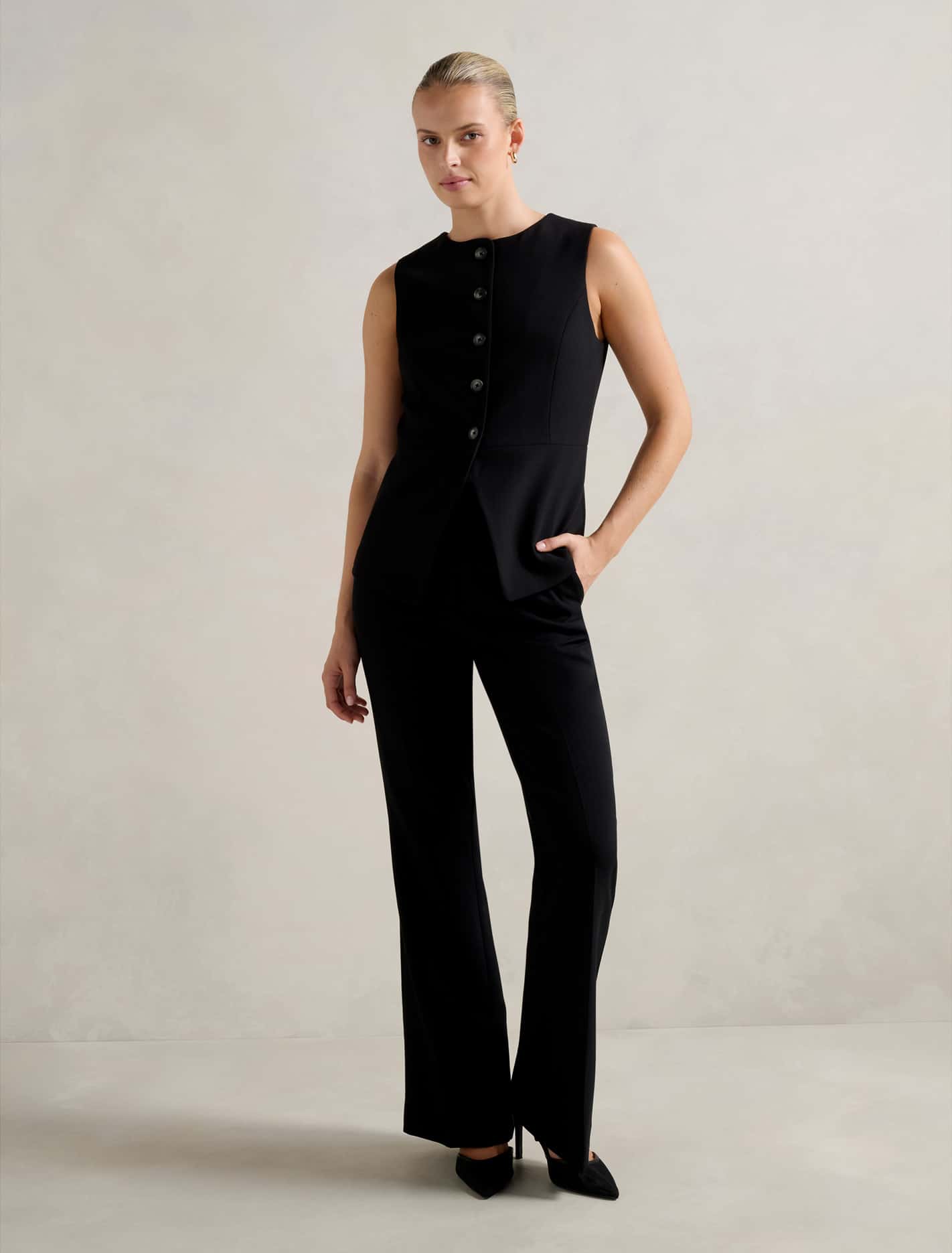 Nikki High Neck Waistcoat Black