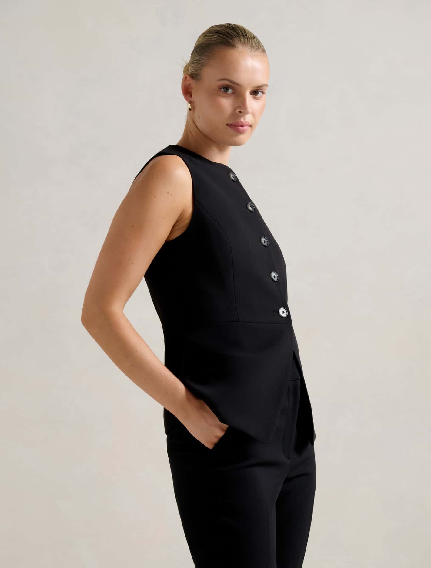 Nikki High Neck Waistcoat Black