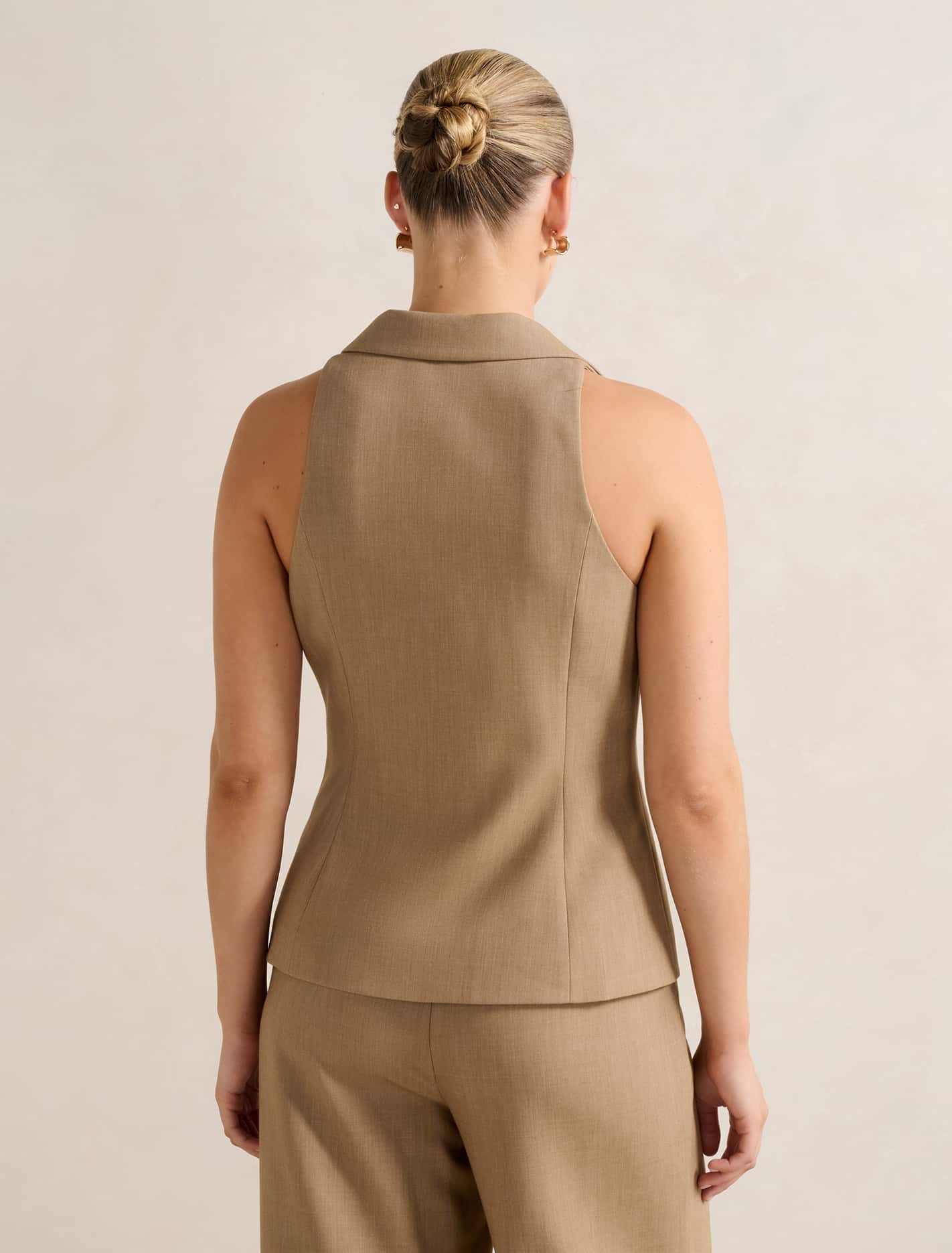 Orion Halter Waistcoat Camel Suit