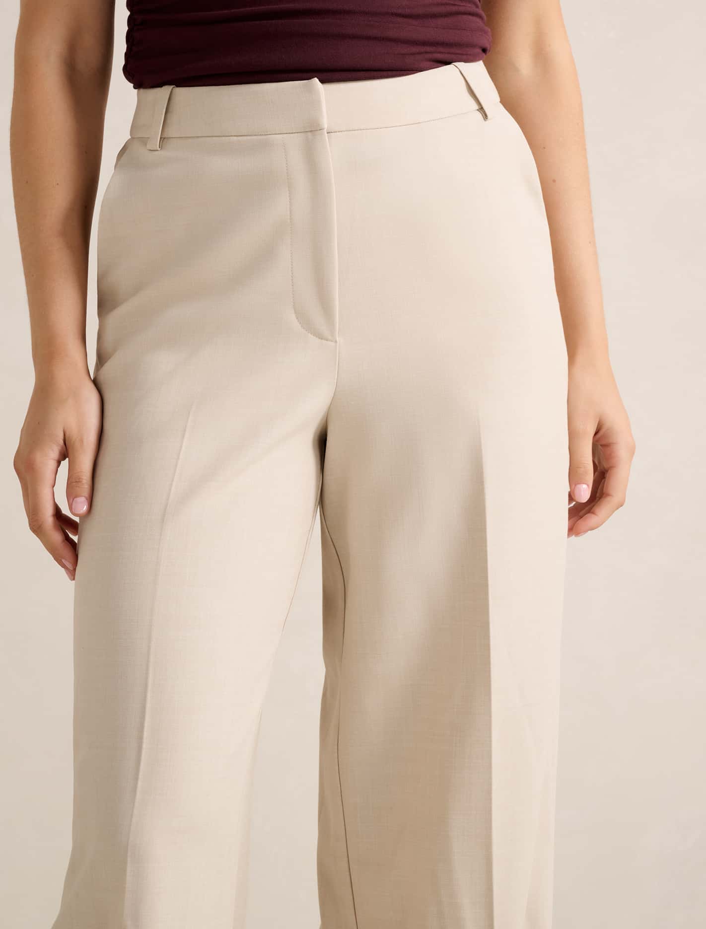 Lulu Wide-Leg Pants Milk Marle Suit