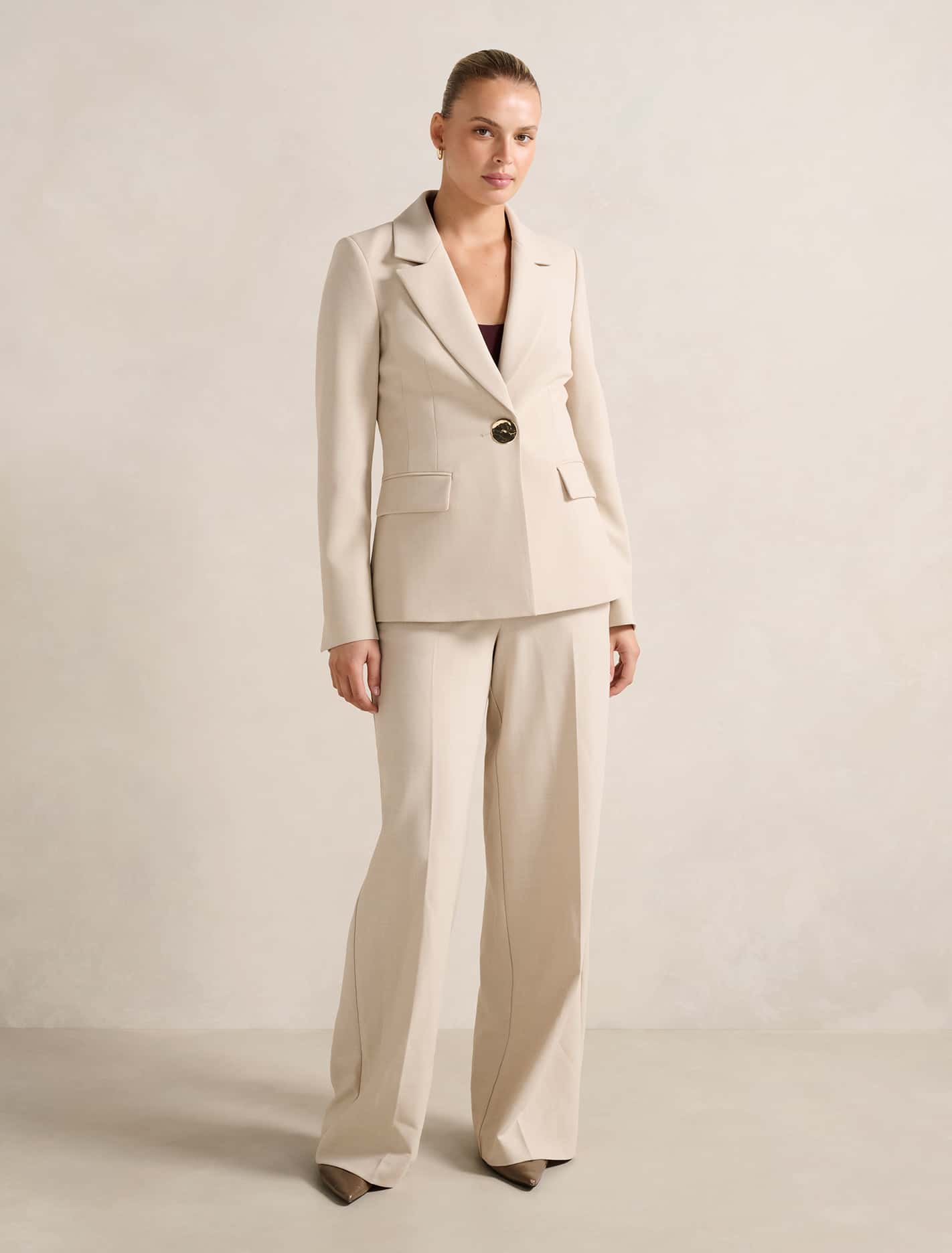 Lulu Wide-Leg Pants Milk Marle Suit